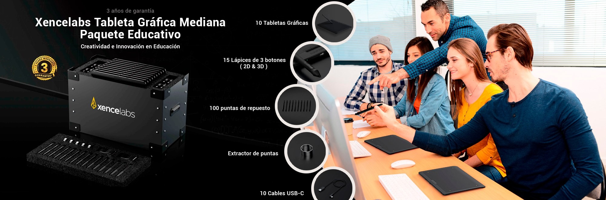 Xencelabs Tableta Gráfica Mediana paquete educativo